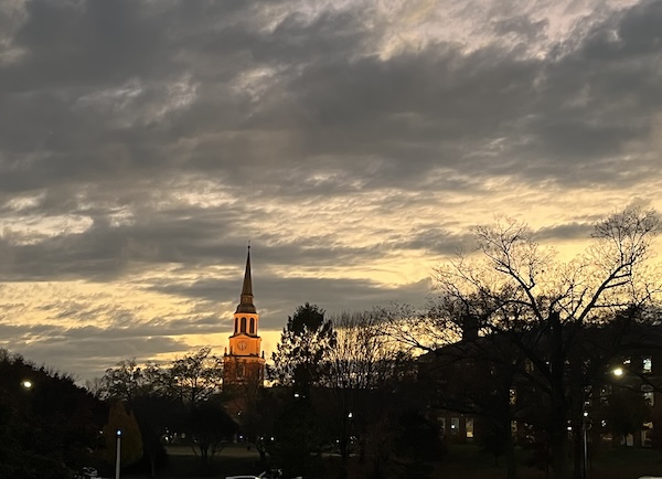 An illuminated Wait Chapel after an autumn storm last week